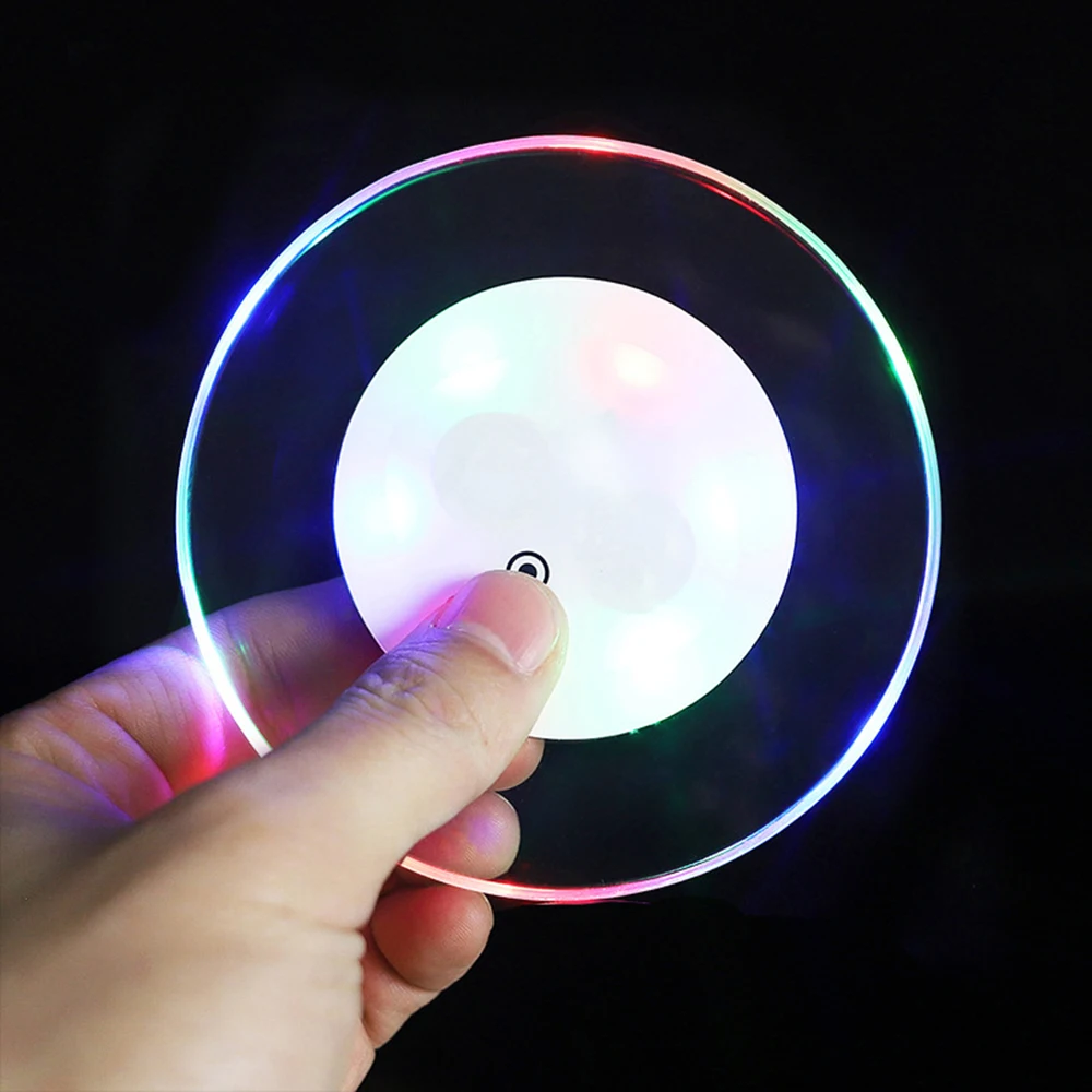 Colour- 4battery Наивысшего качества светодиодный нескользящий светящийся подстаканник для ночного клуба, бар KTV, для домашнего использования, вечерние коктейльные коврики, Ультратонкий Круглый зарядный пивной Декор - Цвет: Colour- 4battery