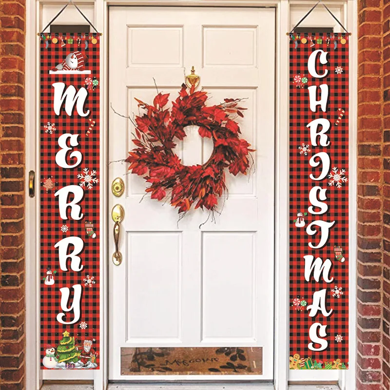 High Quality Christmas Curtain Couplet Home Door Window Holiday Festive Decor Welcome Banner VE