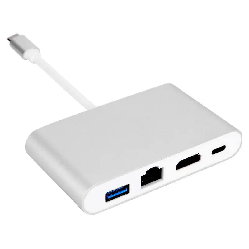 4 в 1 USB TYPE-C концентратор Gigabit Ethernet USB-C HDMI RJ45 60 Вт адаптер