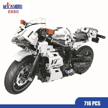 

ERBO 716pcs City Technic Pedal Motorcycle Tournament Motorbike Model Building Block DIY Locomotive Brick Toys for Children