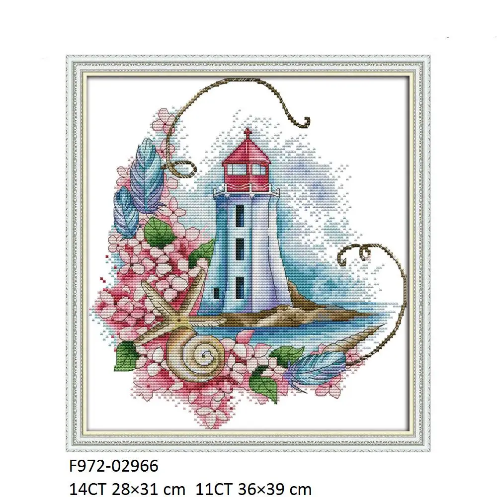 Lighthouse Cross Stitch Kit Embroidery Cross Stitch Set F548 F646(2) F780(2) F781(3) F782(4) F930 F965 F972 FA051 FA052