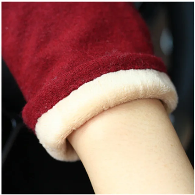 Fashion Women Cashmere Letter Embroidery Touch Screen Driving Glove Winter Warm Wool Velvet thicken Windproof Cycling Mitten L33 5