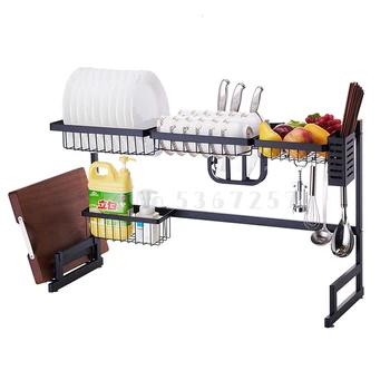 

Xinjiayi black stainless steel sink top shelf kitchen shelf supplies sink dish drainage shelf