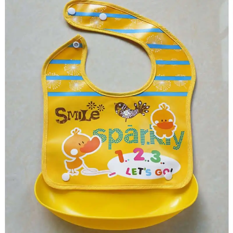 Baby Bibs EVA Waterproof Lunch Bibs Boys Girls Infants Cartoon Pattern Burp Cloths For kids Self Feeding Care pocket bib
