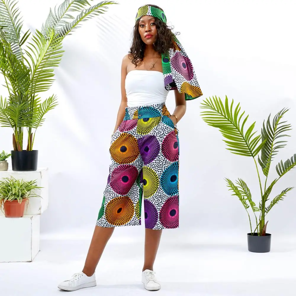 African wide-leg pant 2020 News Ladies pant Dashiki Print Trousers Wide Legs Bazin Female High Waist Pants Ankara print pants