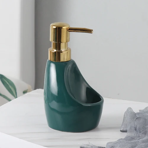 Green-250ml Керамический дозатор жидкого мыла двойного назначения для ванной комнаты лосьон флакон для моющего средства дезинфицирующее средство для рук Бутылка с стойка для хранения губок mx9211433 - Цвет: Green-250ml