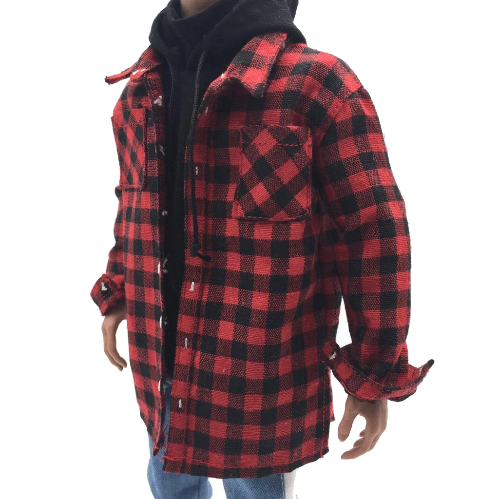 1/6 Scale Red Male Plaid Shirt Jacket Men Clothing for 12inch Action Figures Doll