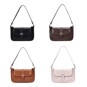 

Vintage Women Messenger Handbag Pure Color Belt Buckle Classic Shoulder Bag Bolsas Feminina Mujer Sac A Main