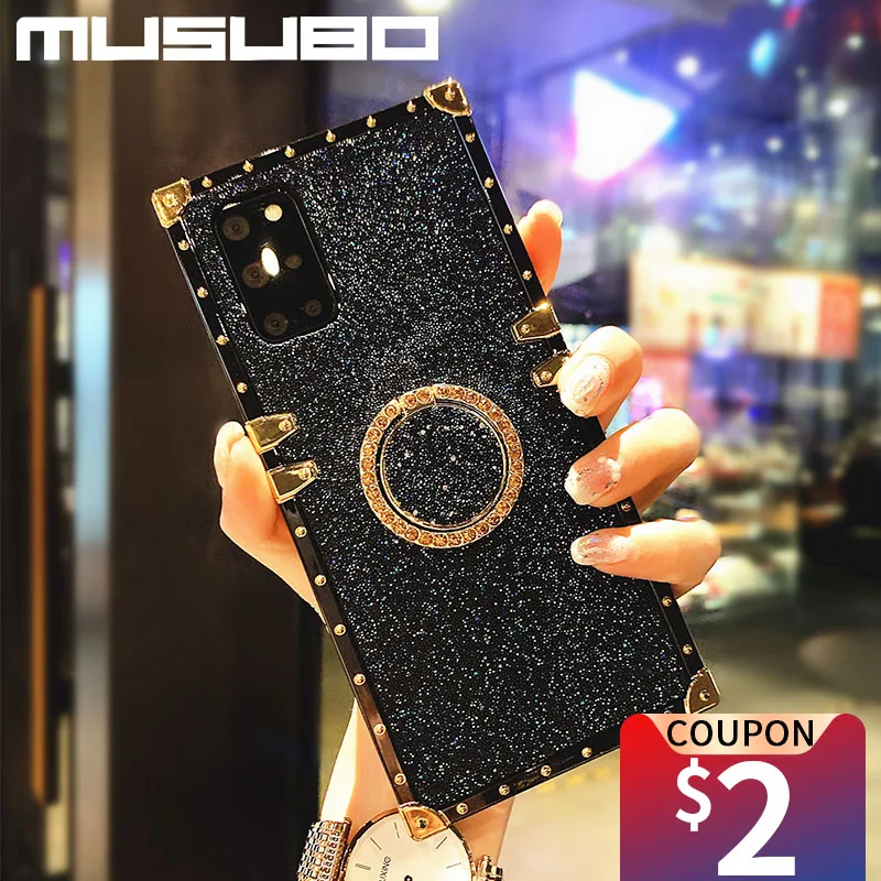MUSUBO-funda de teléfono de lujo con purpurina cuadrada, para Samsung Galaxy S20 Fe S21 S9 S10 A70 A71 A51 Note 20 Ultra 10 Plus
