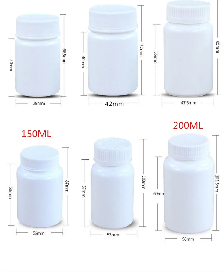 100 мл белая пластиковая Медицинская бутылка пищевой пустой многоразовый контейнер для крышки sule, таблетки, винт для планшета крышка 50 шт./лот