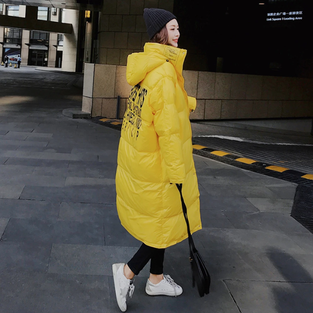 Veste D Hiver Jaune Pour Femme Grande Taille Decontracte Long Et Epais Manteau De Parka Chaud Pour Femme Mode 2020 Rembourre En Coton Coreen Sweat Large Aliexpress
