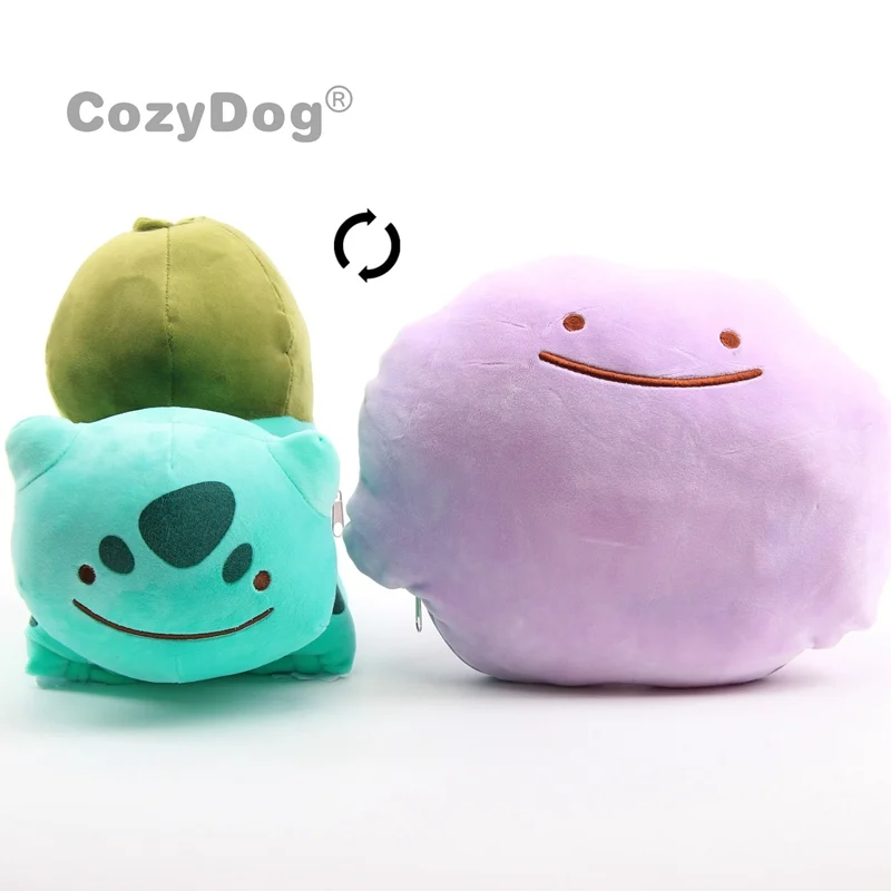 25x23 см двухсторонний Bulbasaur передача Ditto Мягкие плюшевые игрушки кукла Peluche Pikachu Eevee Mewtwo серия кукла для женщин детский подарок