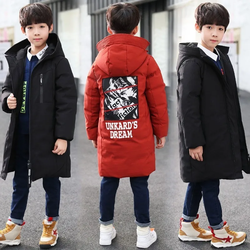 

-30 waterproof children clothing 2019 boy clothes warm winter down cotton jacket Hooded coat Teen thicken outerwear kids parka