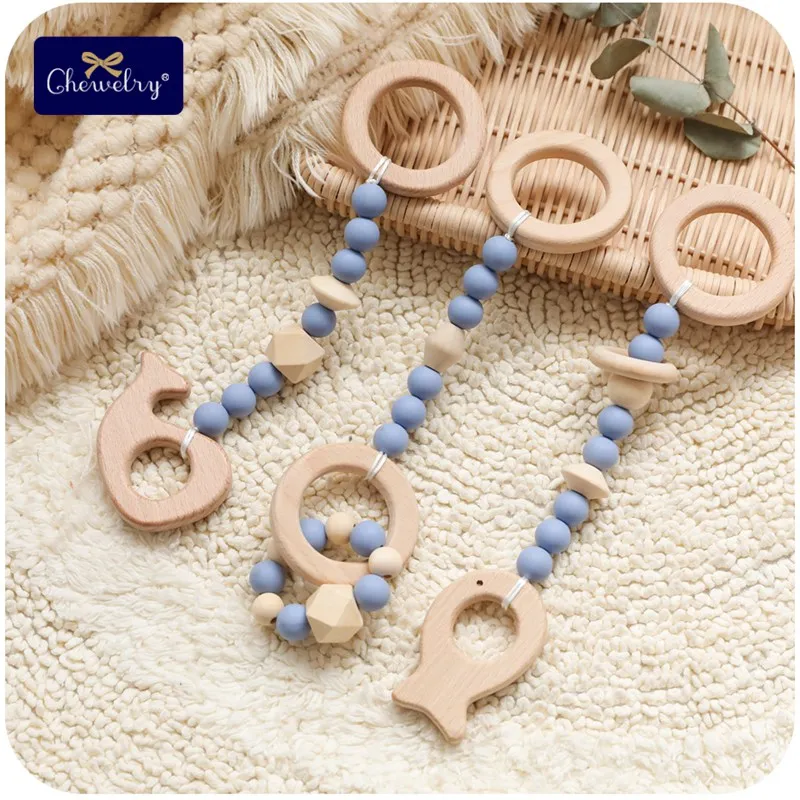 3pc/set Baby Teether Play Gym Cactus Pendant Silicone Beads Rodent Natural Wooden Ring Crochet Nurse Gift DIY Crafts Toys | Мать и