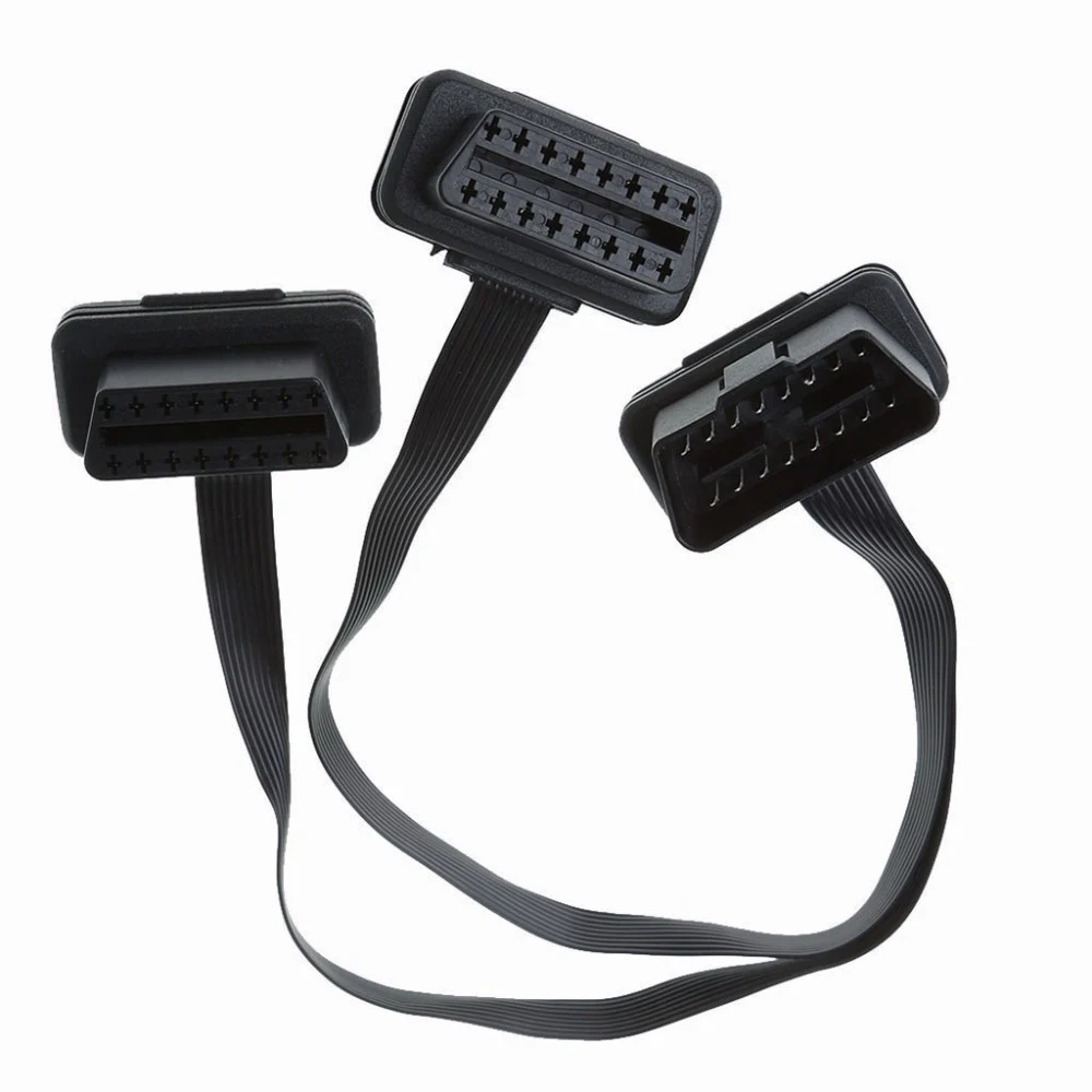 KKMOON OBD2 OBDII OBD 16 Pin мужской и двойной Женский Y сплиттер локоть соединительный кабель