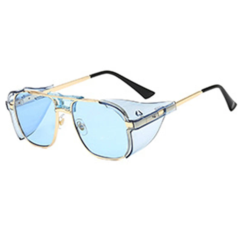 C9 Blue Модные Роскошные стимпанк очки солнцезащитные очки для мужчин и женщин Ретро Оттенки UV400 ветрозащитные солнцезащитные очки для мужчин и женщин модный бренд - Цвет линз: C9 Blue