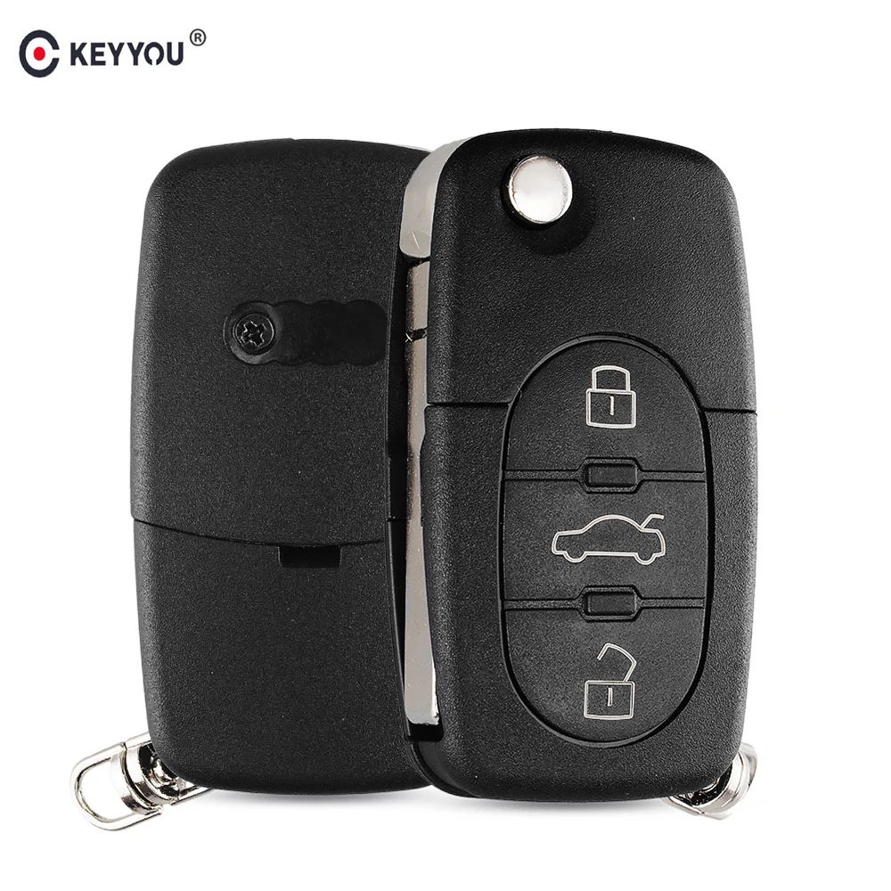 Keyyou Di Ricambio 3 Bottoni A Distanza Di Vibrazione Di Chiave Dell'Automobile Borsette Caso Fob Con Lama Cr1620 Per Audi Tt A4 A6 A8 Quattro