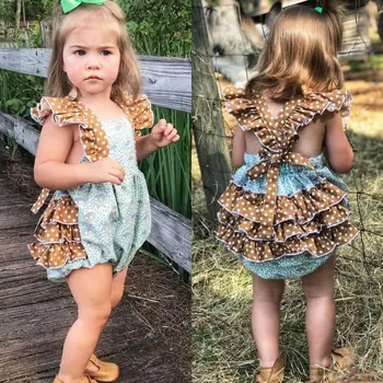 

Summer Newborn Baby Girl 0-24M Clothes Ruffle Romper Jumpsuit+Headband Outfit