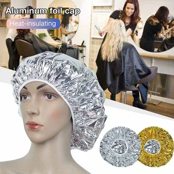 

4pcs Aluminum Foil Waterproof Shower Caps Hat Disposable Heat Insulation Hat Hair Cover Gold Silver SPA Beauty Salons Accessory