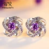 WEGARSTI Genuine Amethyst Stud Earrings 925 Sterling Silver Earrings Women Gemstones Earings Fashion Jewelry ► Photo 1/5