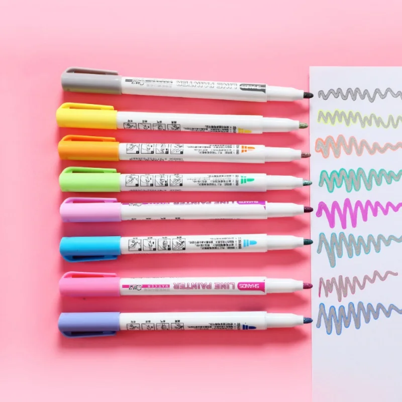 

8 Pcs Student Marker Double Liner Drawing Pens Line Pen Color Marker Pen Stationery Student marker stationery set Set