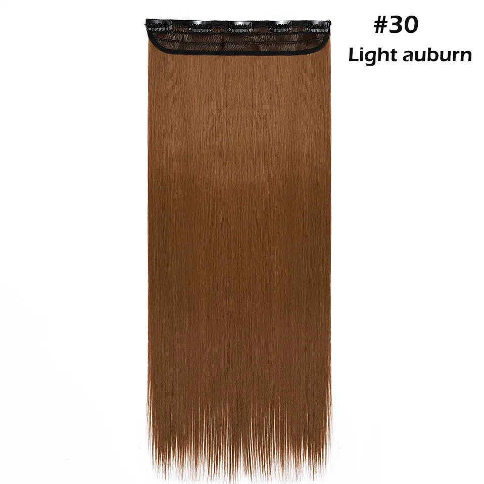 light auburn S-nolilite 42 цвета 2" 24" 2" 30" Длинные прямые 5 клипсов в одной части волос удлиняющие синтетические наращенные волосы шиньон для женщин - Цвет: light auburn