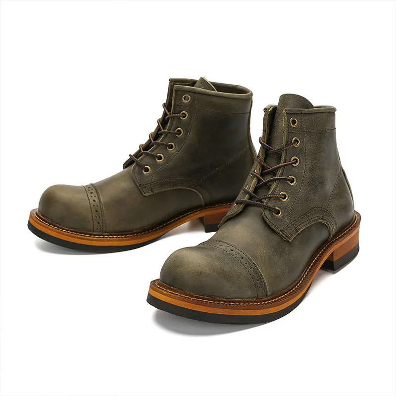 Cowboy Boots Designer Shoes Mens Genuine Leather Cowhide Autumn Winter Ankle Combat Fashion Men Casual |