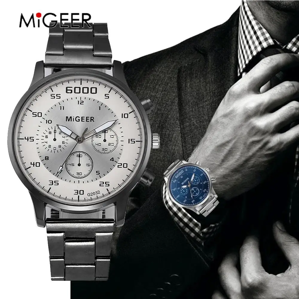 MIGEER, роскошные брендовые модные часы для мужчин, Лидер продаж, мужские часы, полностью из нержавеющей стали, кварцевые наручные часы, reloj hombre
