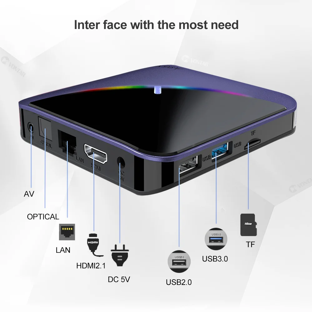 Цветная(RGB) светильник Amlogic S905X3 Смарт ТВ коробка Android 9,0 4 Гб Оперативная память 64 Гб Встроенная память A95X F3 Max Поддержка 8K из нержавеющей стали гибкий Media Player OTA двухъядерный процессор Wi-Fi 2/16G