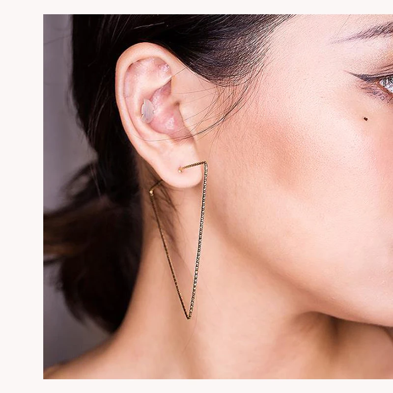 YMYW, модный бренд, панк, большие треугольные геометрические серьги-гвоздики, очаровательные медные 16 К позолоченные серьги для женщин, Букле д 'ореиль