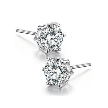 

Luxury Fashion Silver Earing Small Round CZ Zircon Screw Back Stud Earrings For Women Wedding Engagement Piercing Jewelry