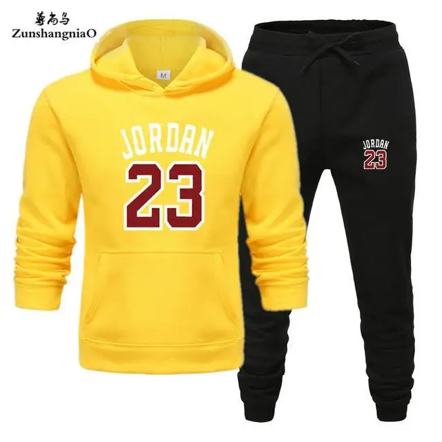 yellow Black Новинка брендовая Новая мода JORDAN 23 Мужская спортивная одежда с принтом мужские толстовки пуловер хип-хоп мужской спортивный костюм толстовки Одежда - Цвет: yellow Black
