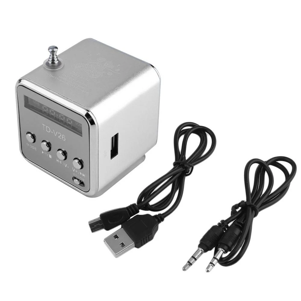 Upgraded Subwoofer Speaker Mini LED MP3 Player FM Stereo Portable Radio for PC Notebook TD-V26 Bluetooth-compatible