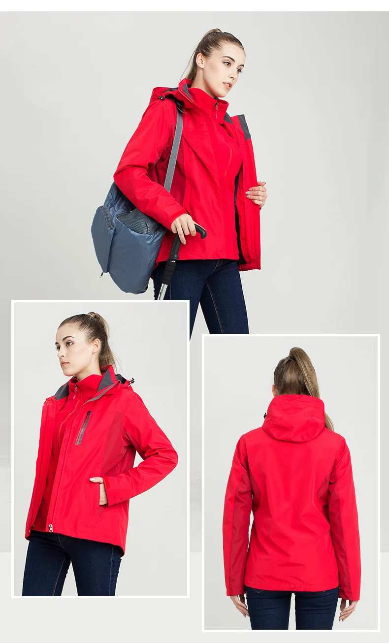 18 стиль наружная водонепроницаемая куртка пары три-в-цельная Полностью герметичная Мужская и Женская водонепроницаемая и дышащая Военная