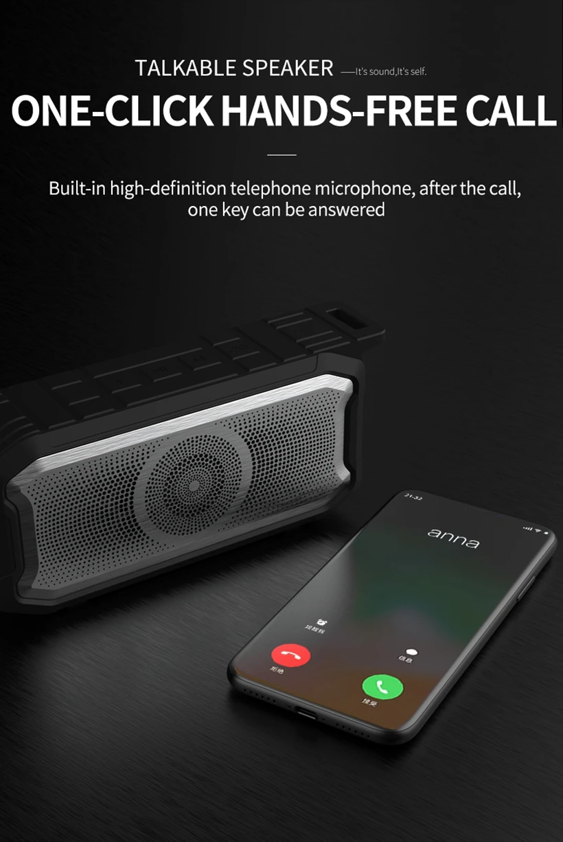 Открытый водонепроницаемый беспроводной Bluetooth 5,0 сабвуфер динамик Портативный IPX7 ABS 8D стерео HiFi Громкая связь с микрофоном