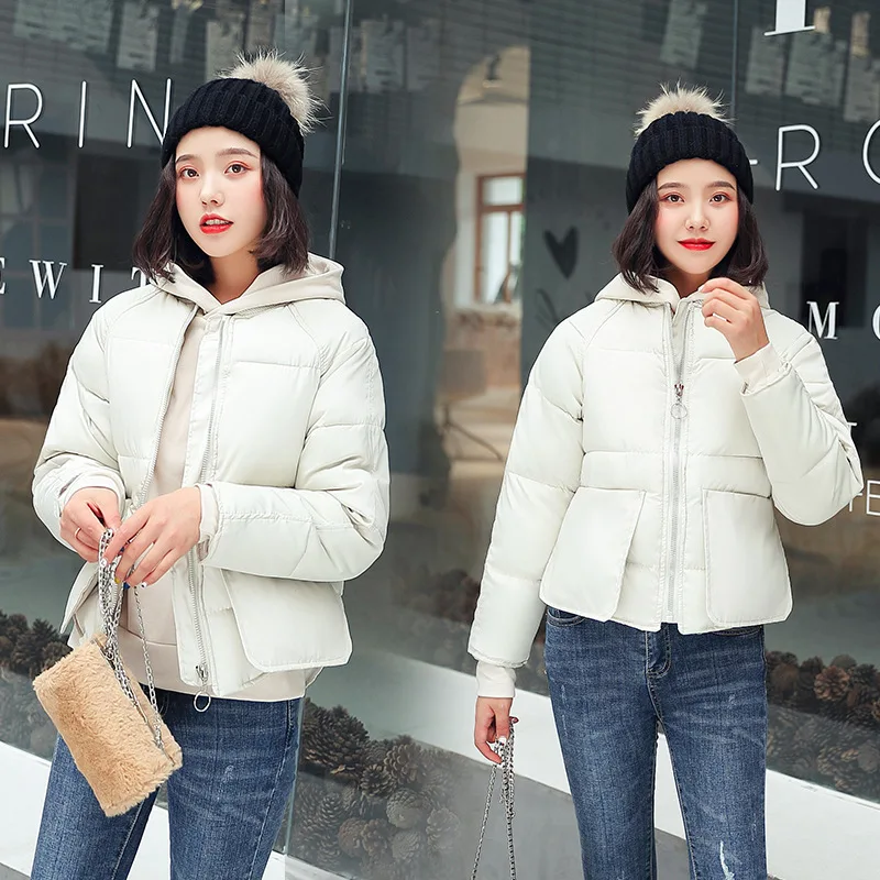 

2018 Winter New Products Short down Jacket Cotton-padded Clothes Women's Korean-style Loose-Fit Students Thick down Coat Solid C