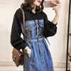 4xl Autumn Women Hooded Denim Long Dress Plus Size Slim Long Sleeve Korean Maxi Jean Dresses Large Size Ladies Frock Oversize ► Photo 3/5