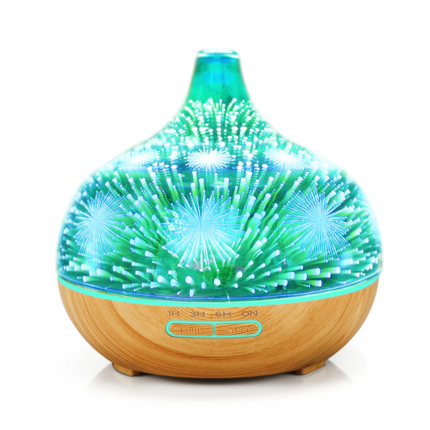 00ml Ultrasonic Humidifier With Remote Control 3D Electric Aromatherapy Essential Oil Air Diffuser Glass Diffusers For Rooms - Цвет: Fireworks -B