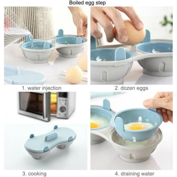 

Microwave Perfect Eggs Poacher BPA Free Cookware Double Cup Egg Cooker Steamer