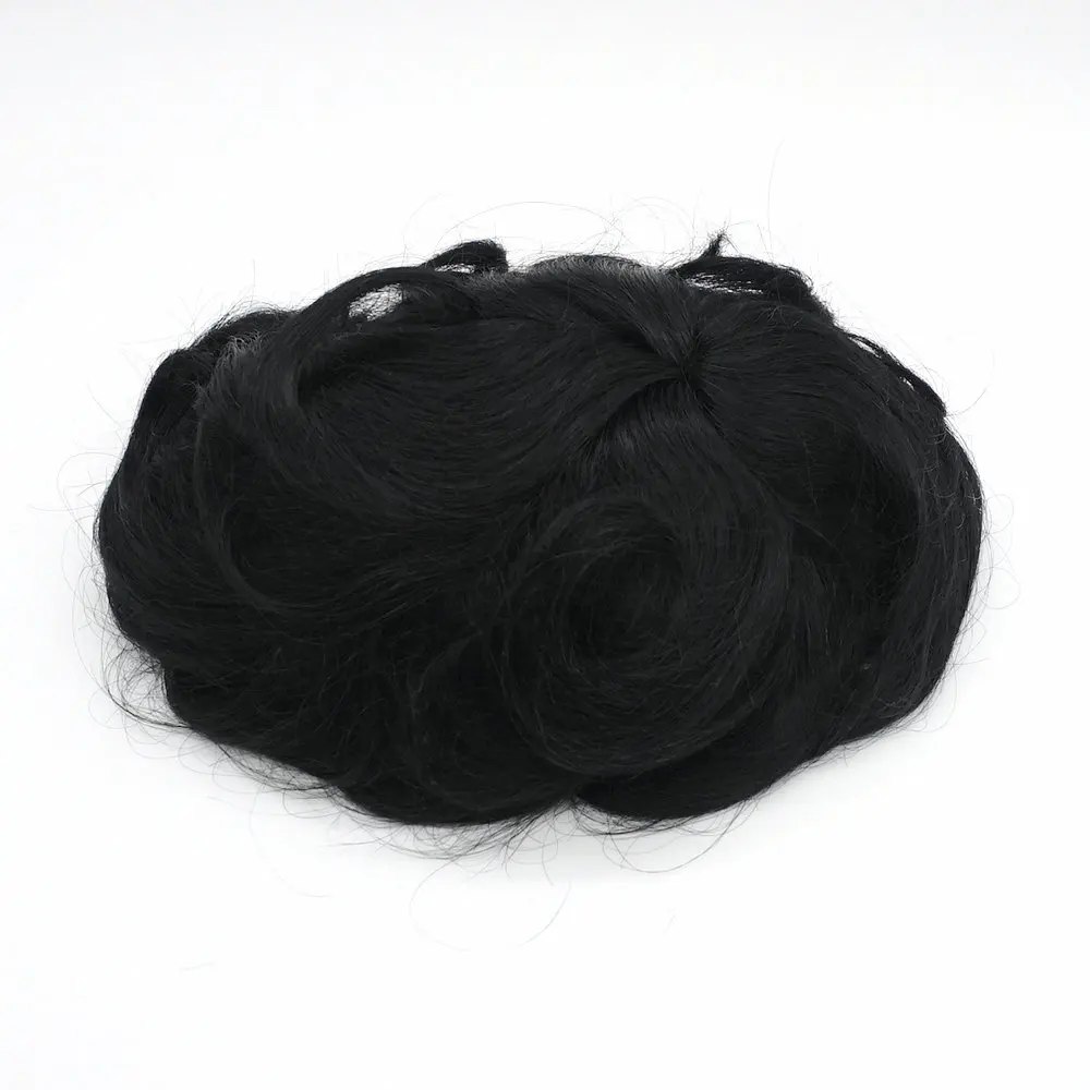 Hstonir 1# струйный Черный 7,5x9,2" Человеческие волосы remy парик для мужчин кружевные накладные волосы для мужчин t кружева настоящие мужские волосы H005