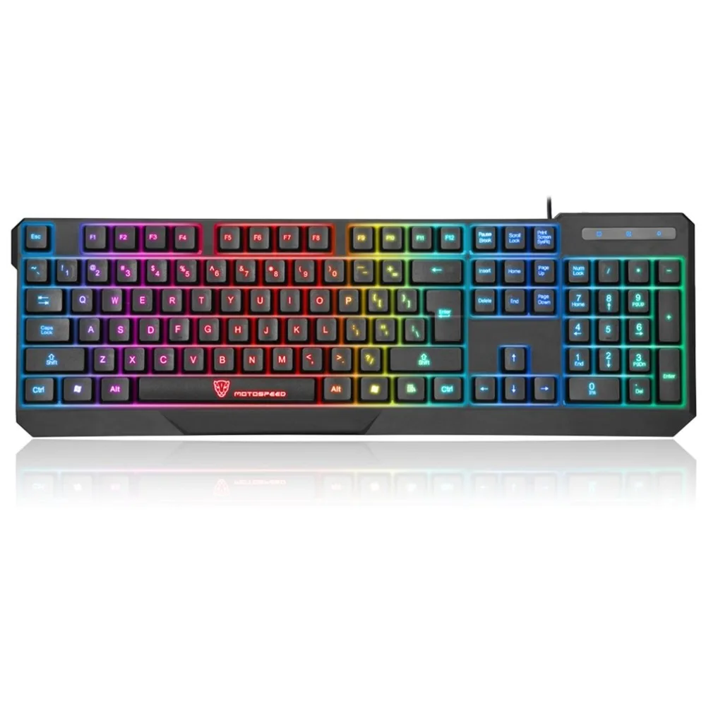 

Professional Wired Keyboard 104 Keys Blue Switch Rainbow Backlit Gaming for PC Game Backlight Anti-ghosting