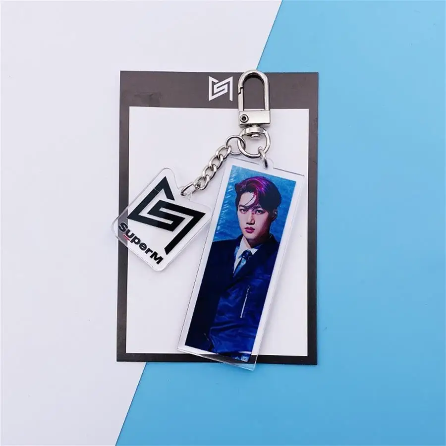 Акриловый брелок Kpop SuperM Kai Lucas, модный брелок для ключей с фото, держатель для ключей Baekhyun Ten Bag, подвеска, Шарм