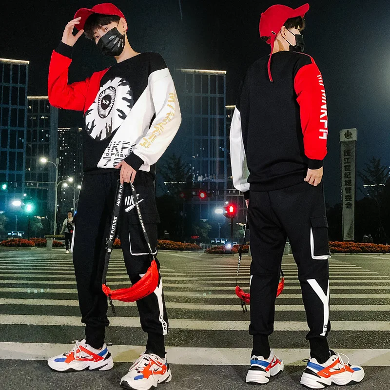 

Autumn Popular Brand Workwear Teenager Long Sleeve Two-Piece Set Sports Hip Hop Joint Hoodie Suit Men's Tz563-p95