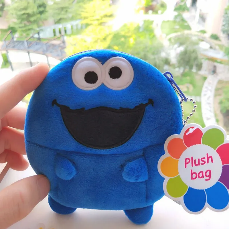 New Anime Cartoon  Plush Purse Wallet Black Cat Pikachu Mouse Bear Coal Seasame Street Anpanman Baikinman Mike Coin Bag (8)