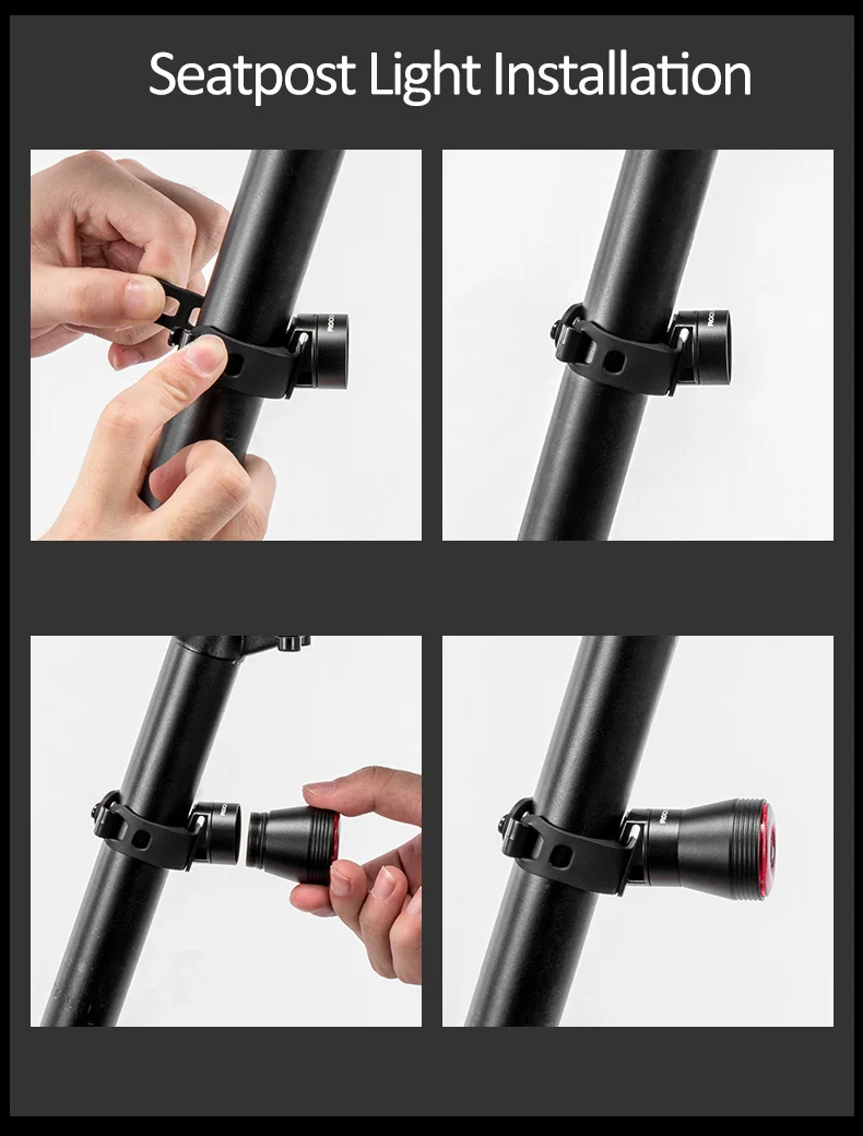 Clearance ROCKBROS Bike IPx6 Waterproof Smart Brake Sensing Light Auto Start/Stop LED Charging Cycling Taillight Bicycle Light Accessories 10