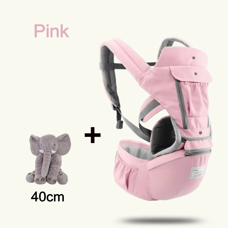 Baby Carrier Waist Stool Newborn Walkers Cotton Mesh Summer Autumn Backpack Hipseat Travel Front Facing Pouch Wrap Kangaroo - Цвет: Pink 40CM elephant