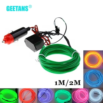 

GEETANS Car LED Flexible Neon EL Wire Decorative Lamp Light Strips Auto Lamps Car styling Interior Decoration Strip 1M 2M CJ