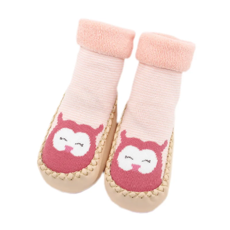 Носки для малышей, теплые ботиночки, носки с резиновой подошвой для малышей, носки для маленького мальчика/девочки, детские зимние носки, махровые носки - Цвет: 1 Pair