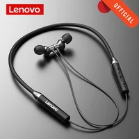 Lenovo HE05 bezprzewodowe słuchawki Bluetooth 5.0 magnetyczne słuchawki z pałąkiem na kark podwójne Stereo Bass sportowe słuchawki z redukcją szumów z mikrofonem