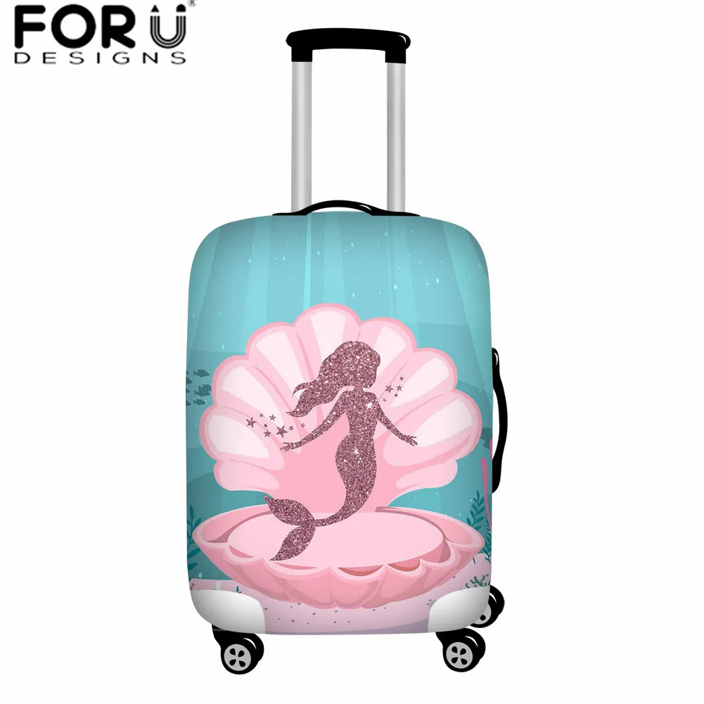 FORUDESIGNS/Детские аксессуары для путешествий, эластичный Чехол для багажа с рисунком русалки, Kawaii Suicase, пылезащитный чехол для 18-32 дюймов